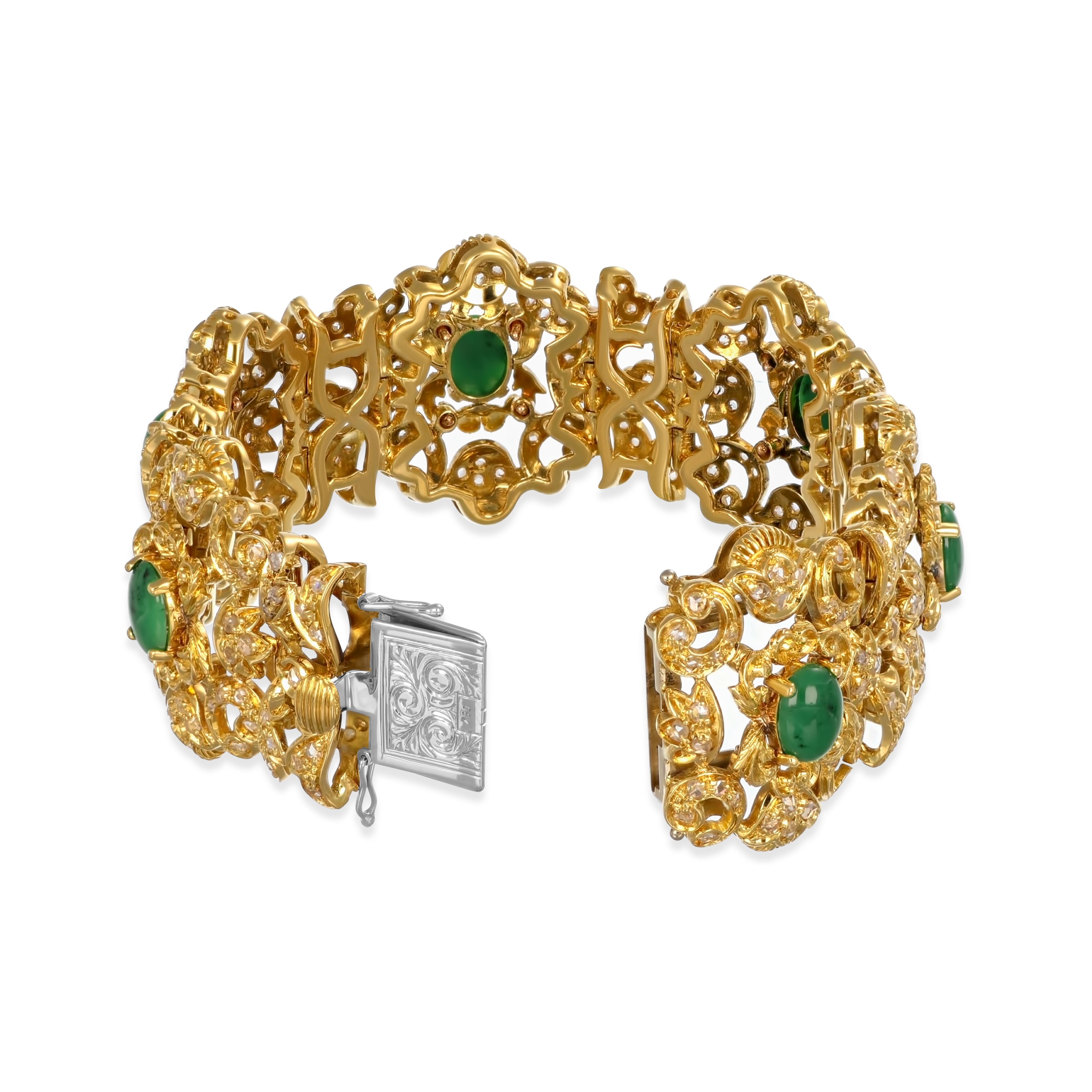 Bracciale - 18 carati Oro giallo - 7,50 ct. Giada-Diamante