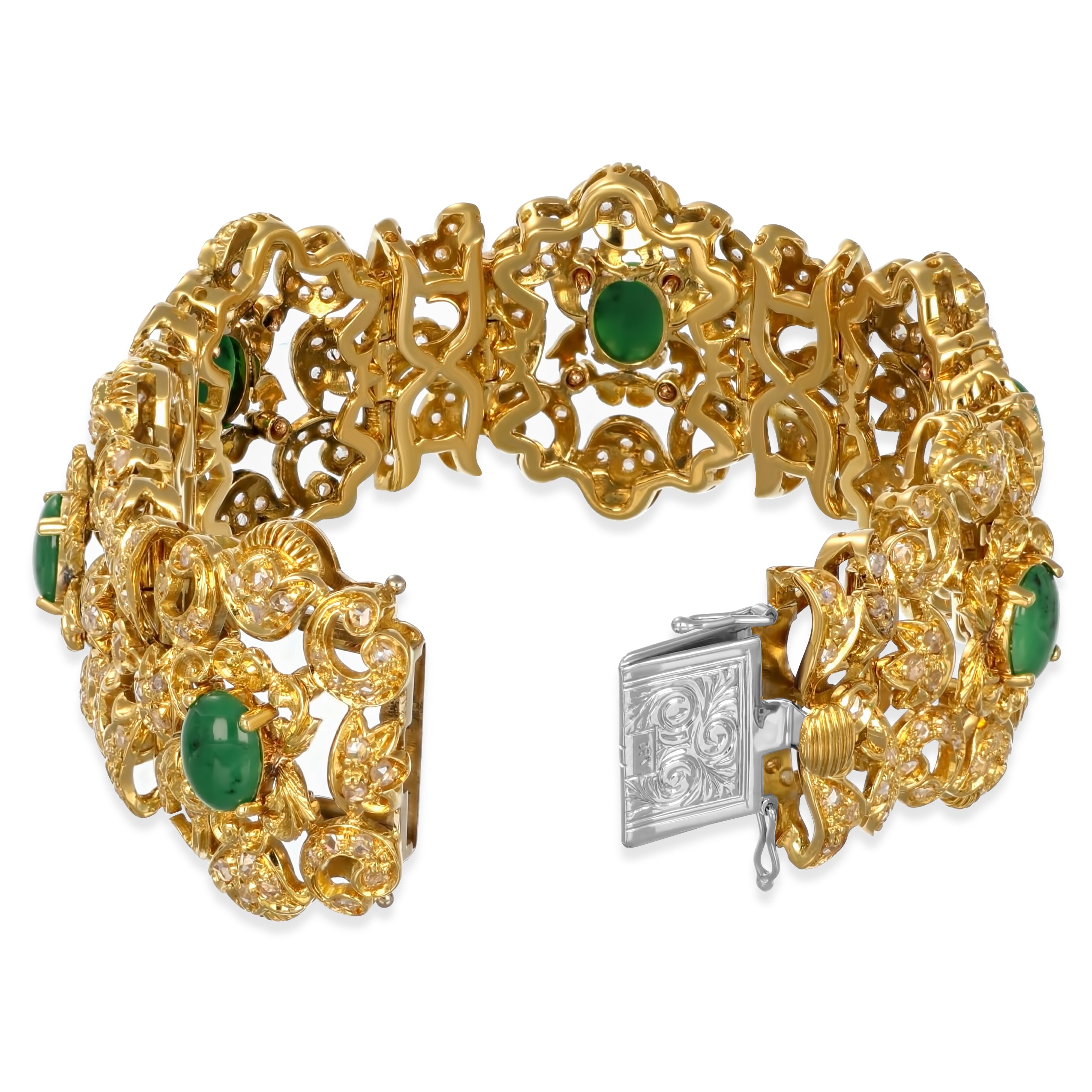 Bracciale - 18 carati Oro giallo - 7,50 ct. Giada-Diamante