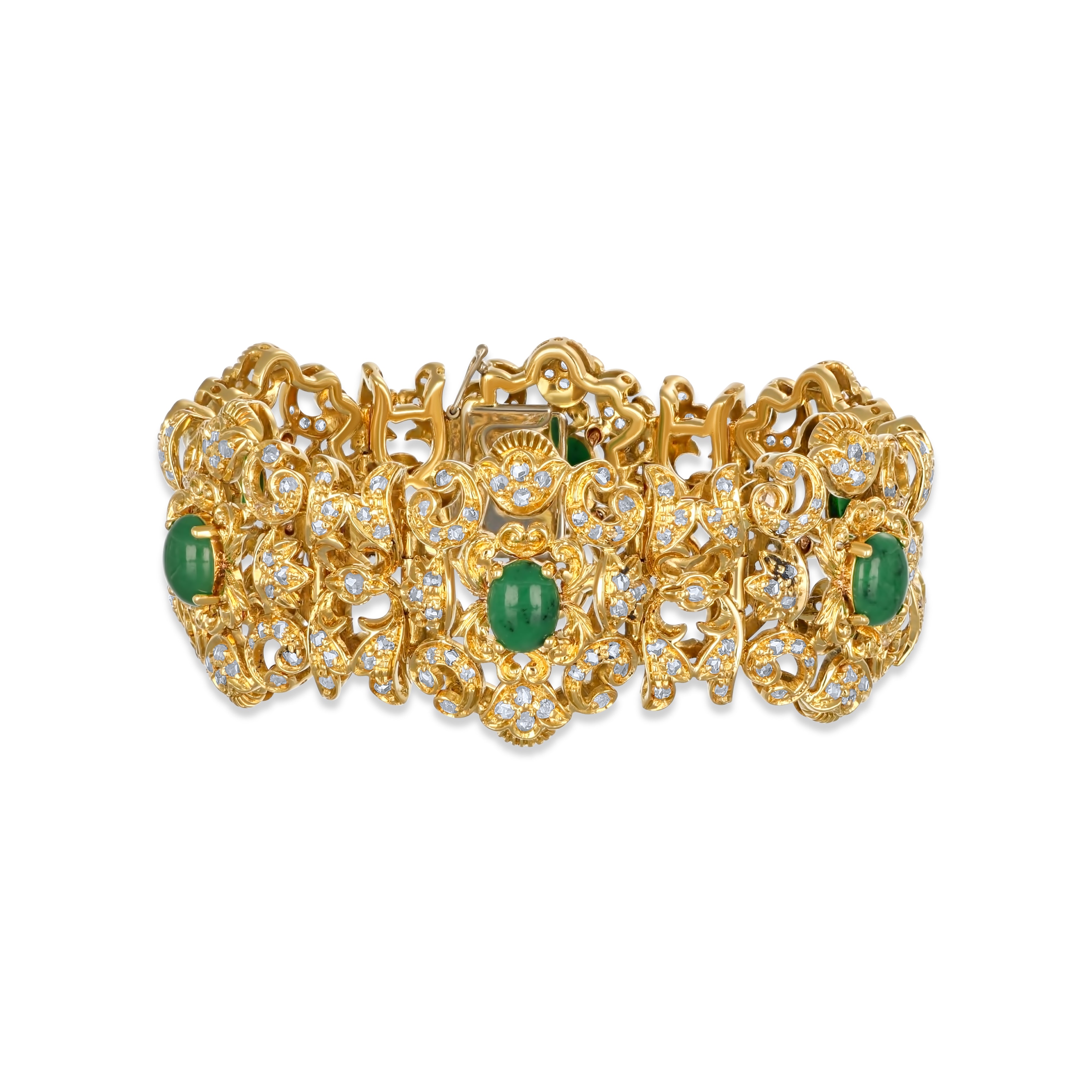 Bracciale - 18 carati Oro giallo - 7,50 ct. Giada-Diamante