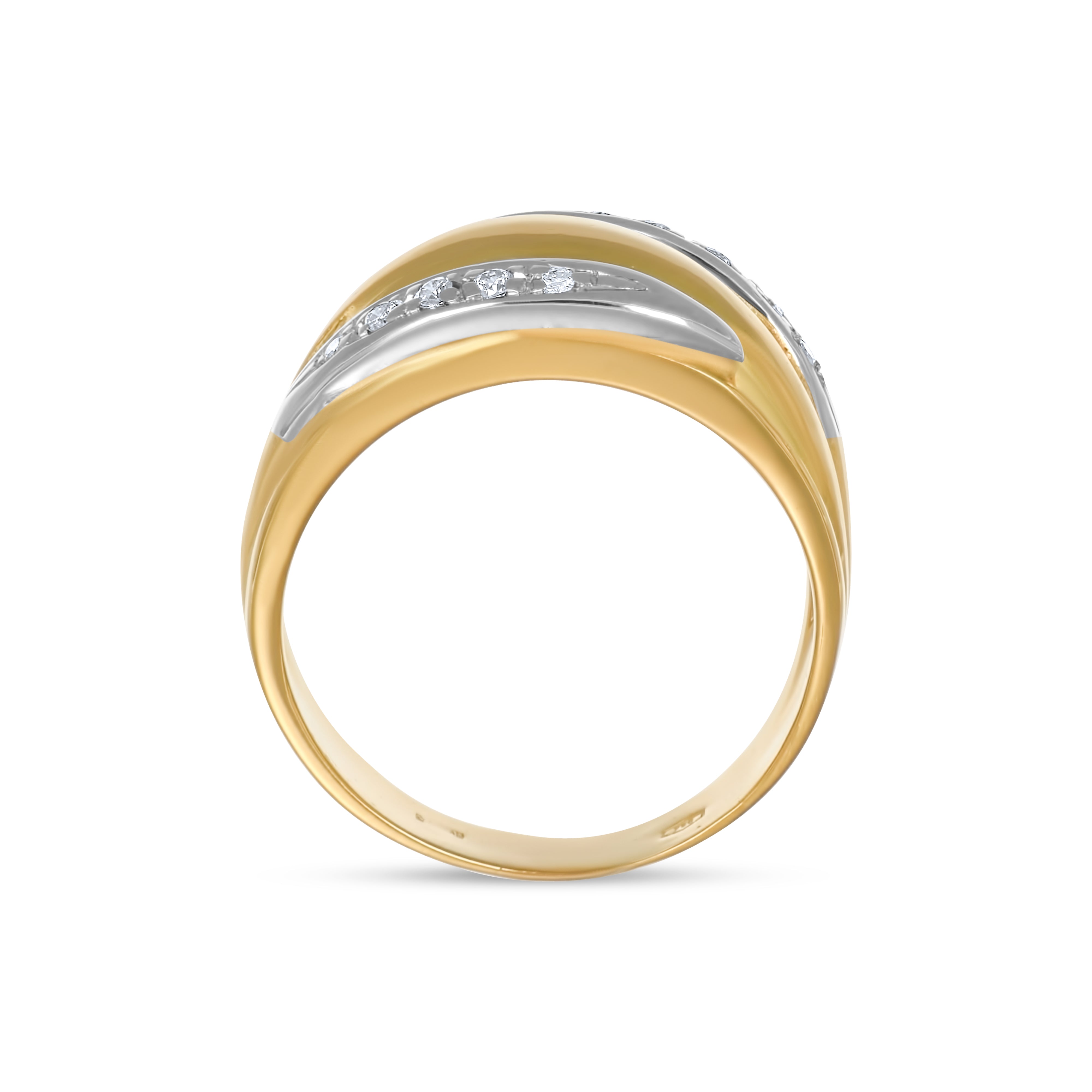 Anello - Oro bianco 18 kt., Oro giallo - 0,10 ct. tw. Diamante (Naturale)