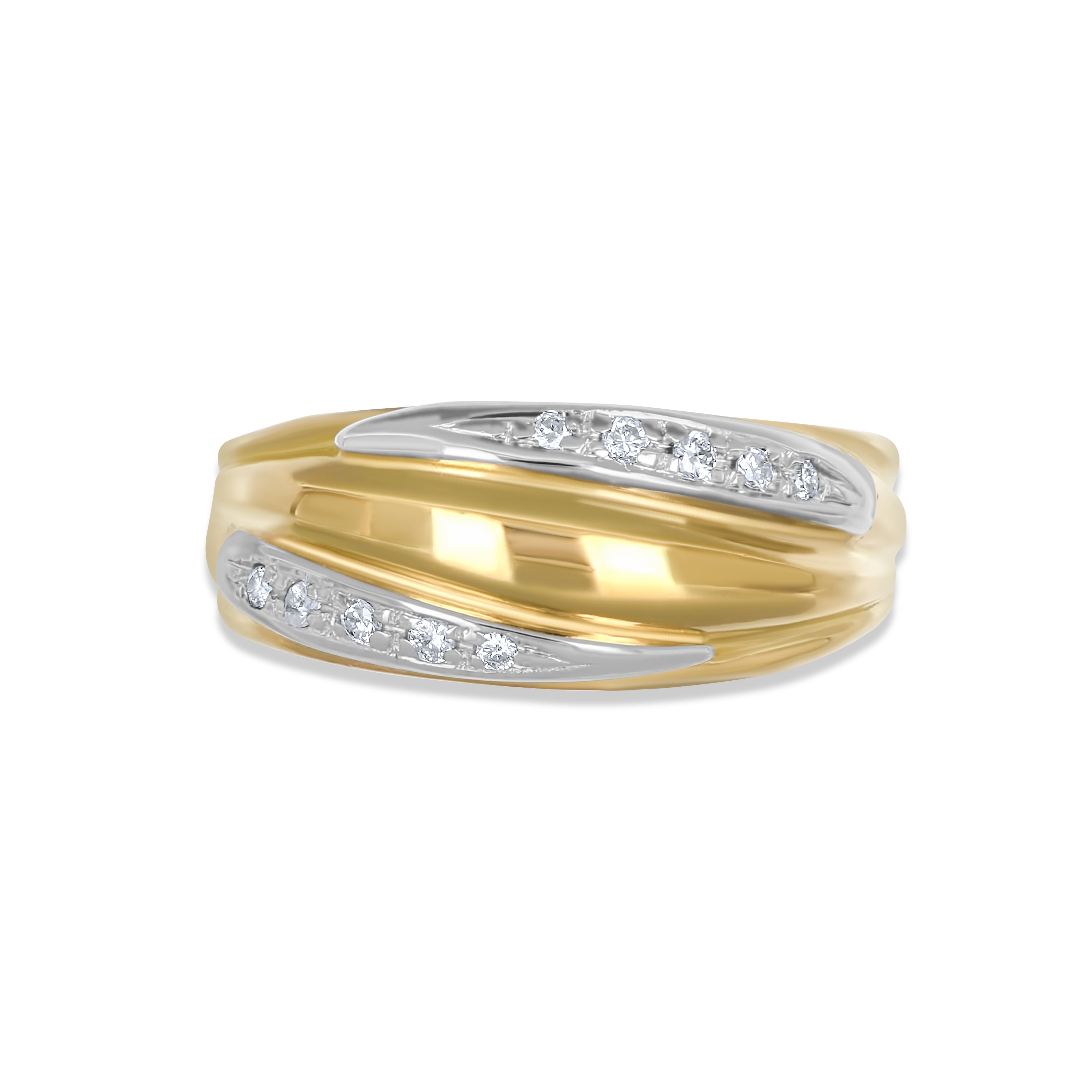 Anello - Oro bianco 18 kt., Oro giallo - 0,10 ct. tw. Diamante (Naturale)