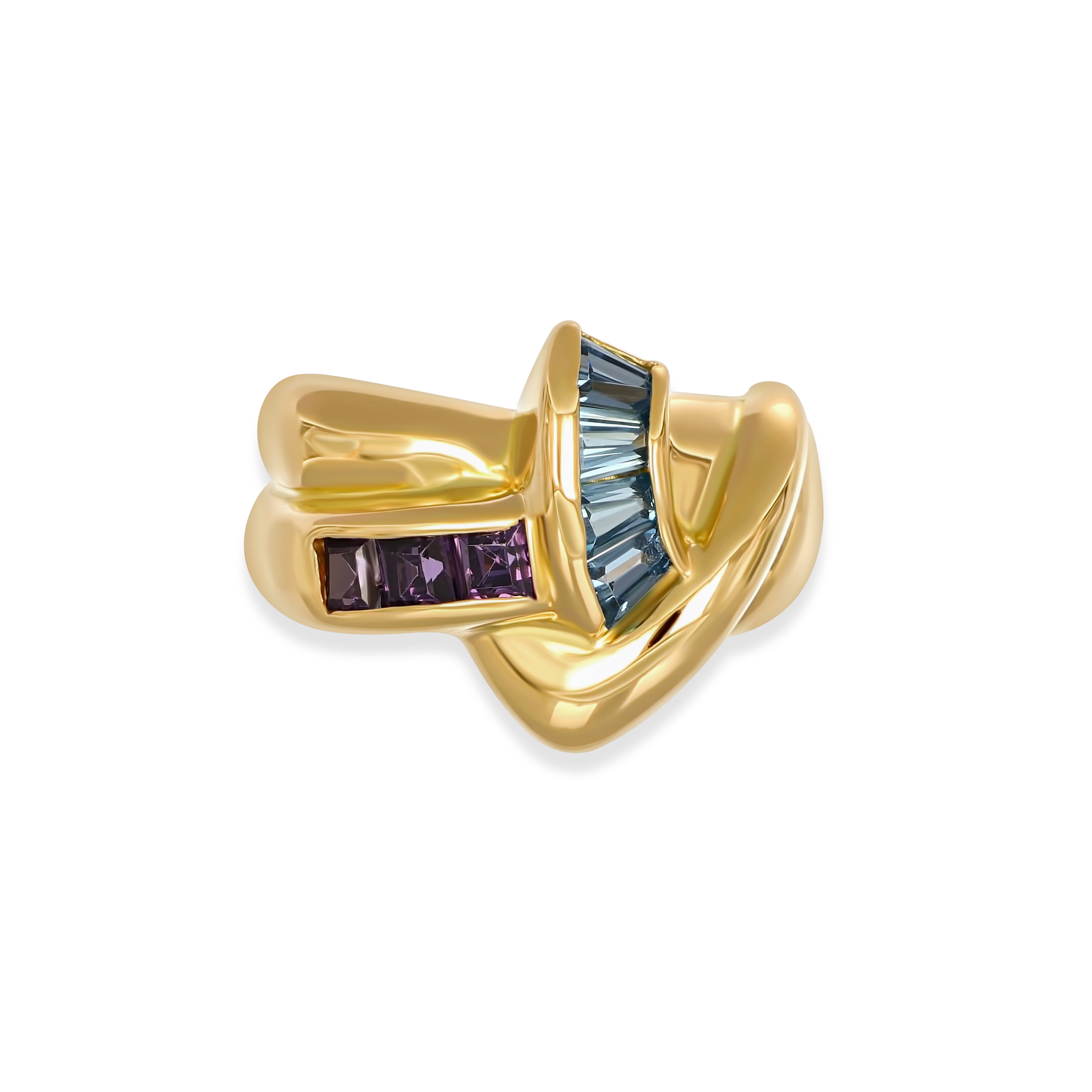 Anello - Oro giallo 18 kt - 0,61 ct. tw. Topazio - Ametista