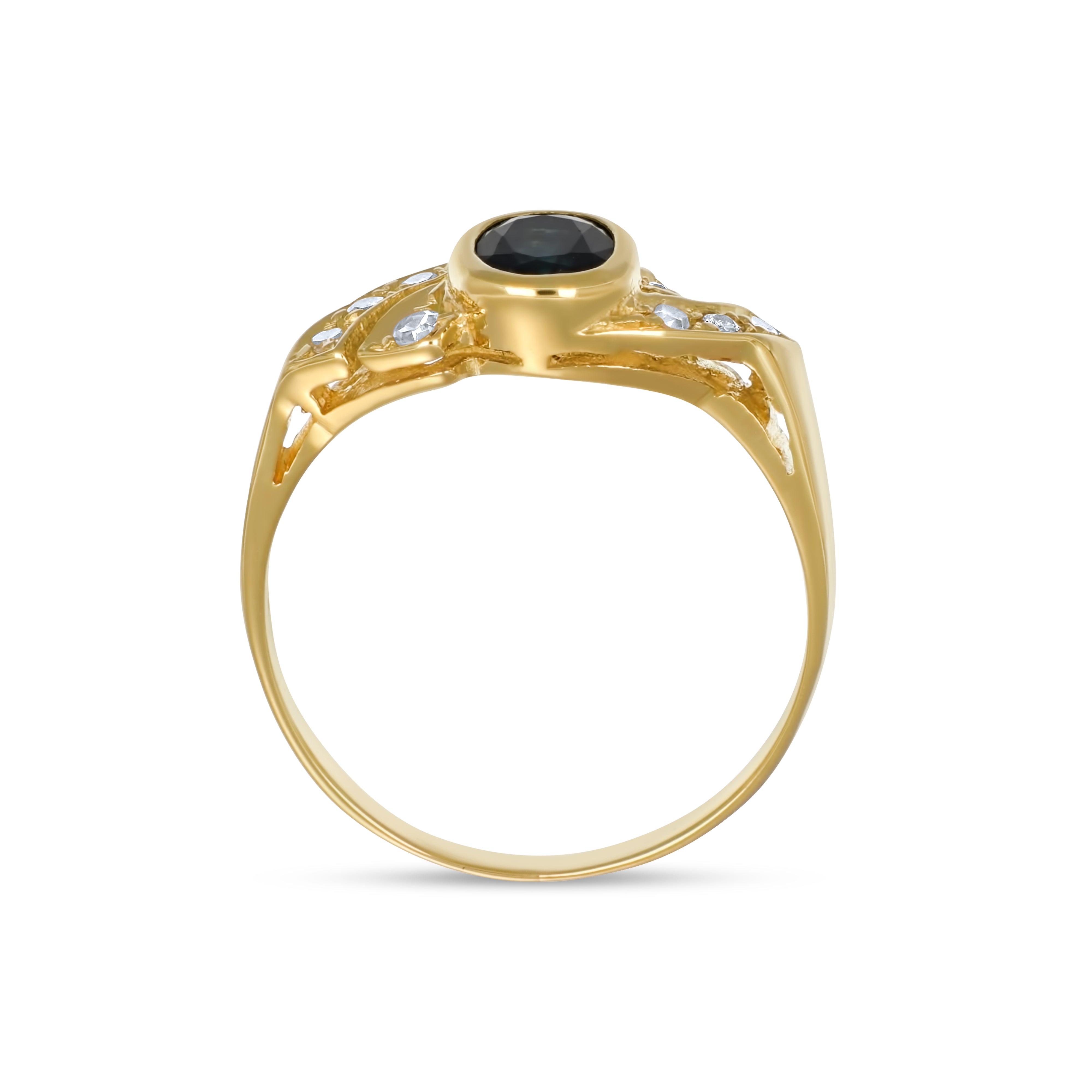 Anello - 18 carati Oro giallo - 0.78ct. tw. Zaffiro - Diamante