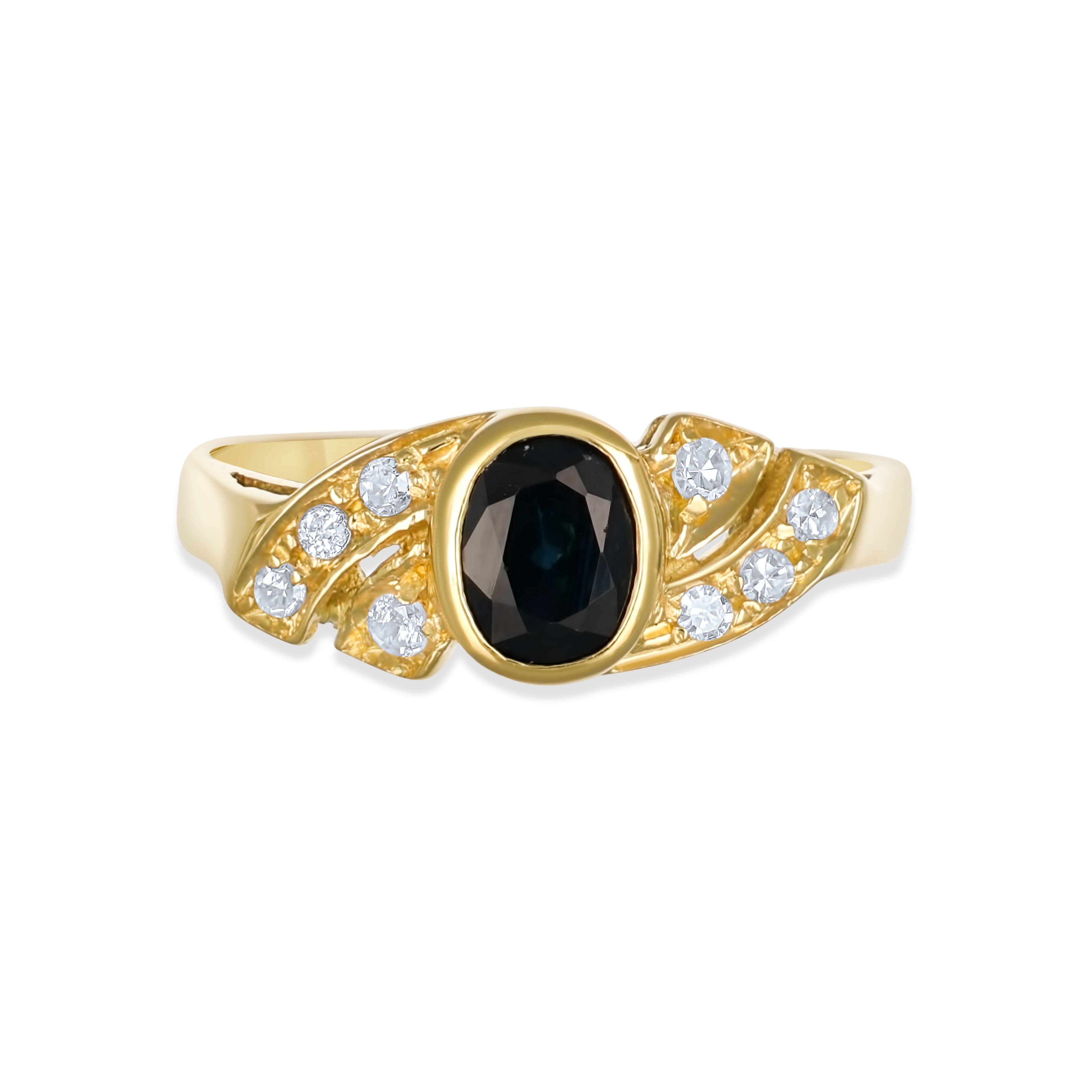 Anello - 18 carati Oro giallo - 0.78ct. tw. Zaffiro - Diamante