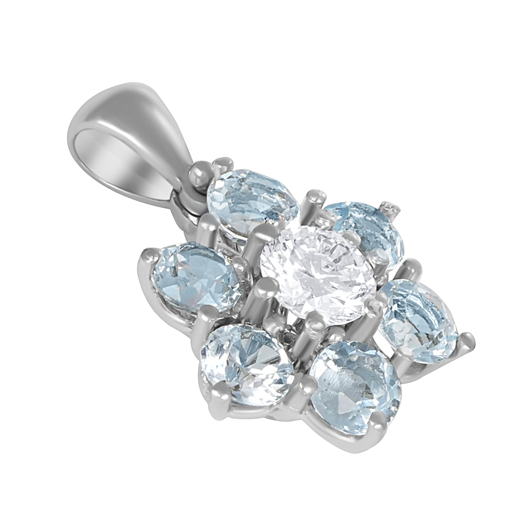 Ciondolo - 18 carati Oro bianco - 1.86ct. tw. Acquamarina - Diamante