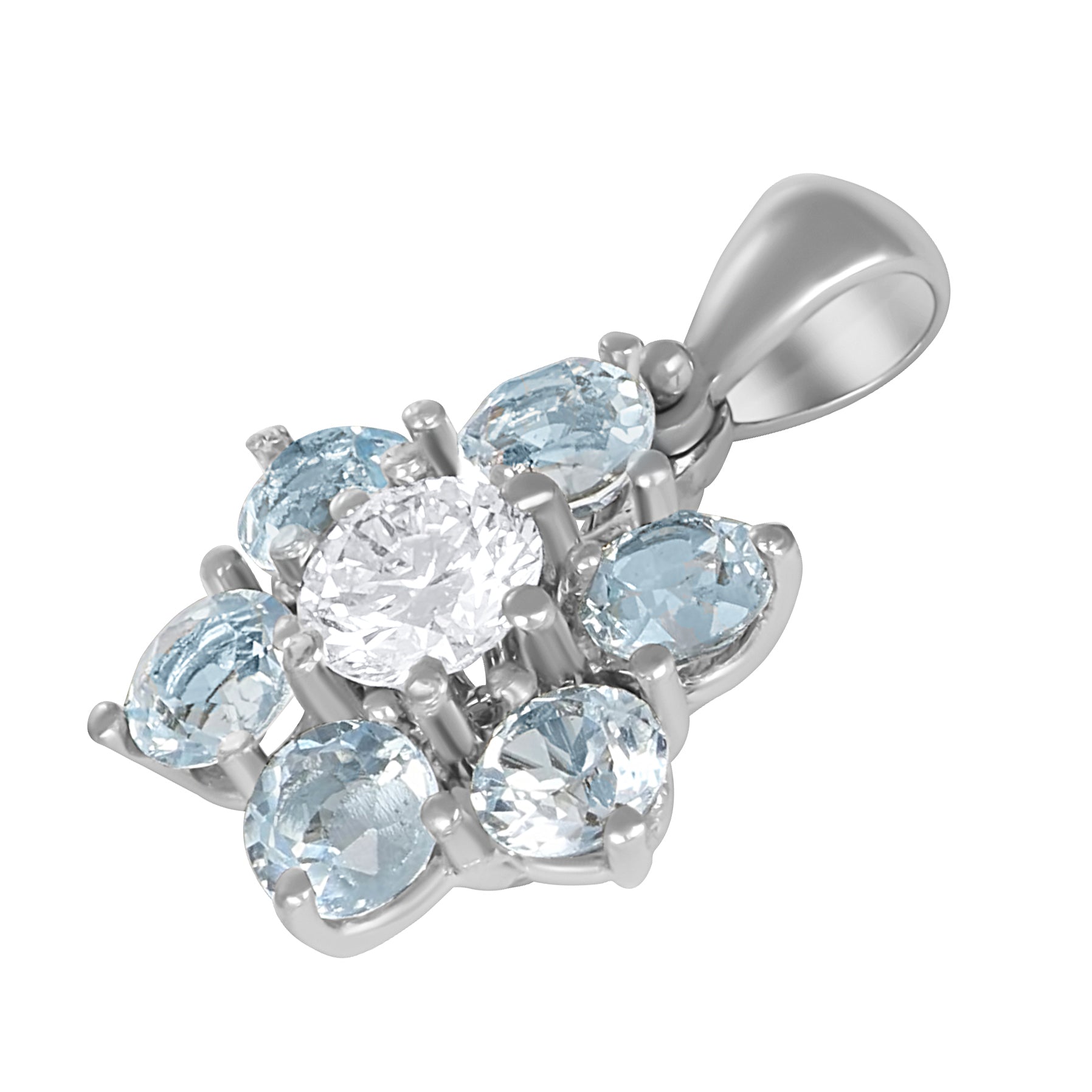 Ciondolo - 18 carati Oro bianco - 1.86ct. tw. Acquamarina - Diamante