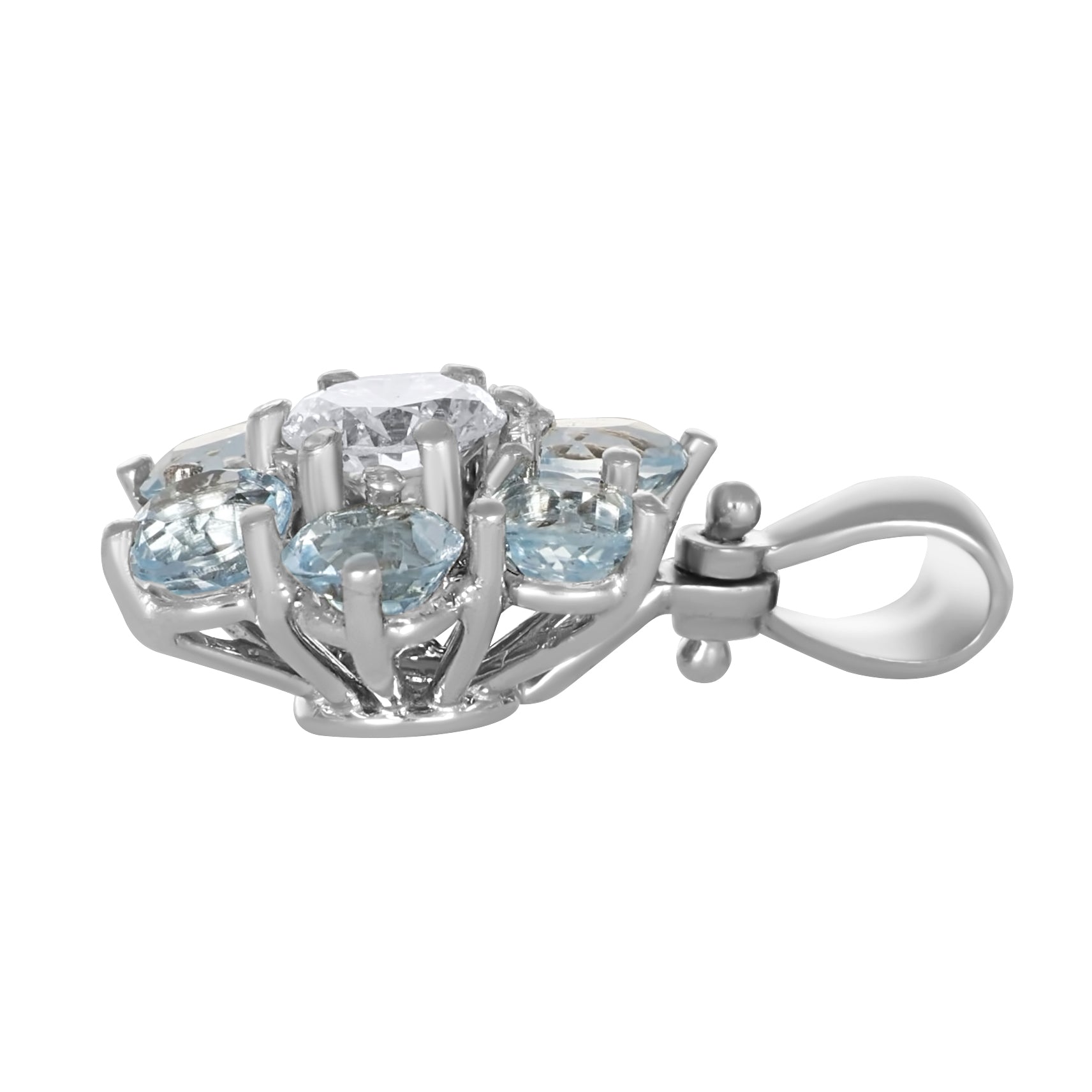 Ciondolo - 18 carati Oro bianco - 1.86ct. tw. Acquamarina - Diamante