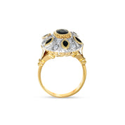 Anello - Argento 18 kt., Oro giallo - 1,53 ct. tw. Zaffiro - Diamante