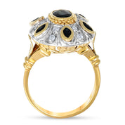 Anello - Argento 18 kt., Oro giallo - 1,53 ct. tw. Zaffiro - Diamante