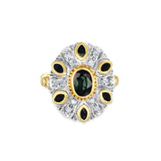 Anello - Argento 18 kt., Oro giallo - 1,53 ct. tw. Zaffiro - Diamante