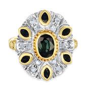 Anello - Argento 18 kt., Oro giallo - 1,53 ct. tw. Zaffiro - Diamante