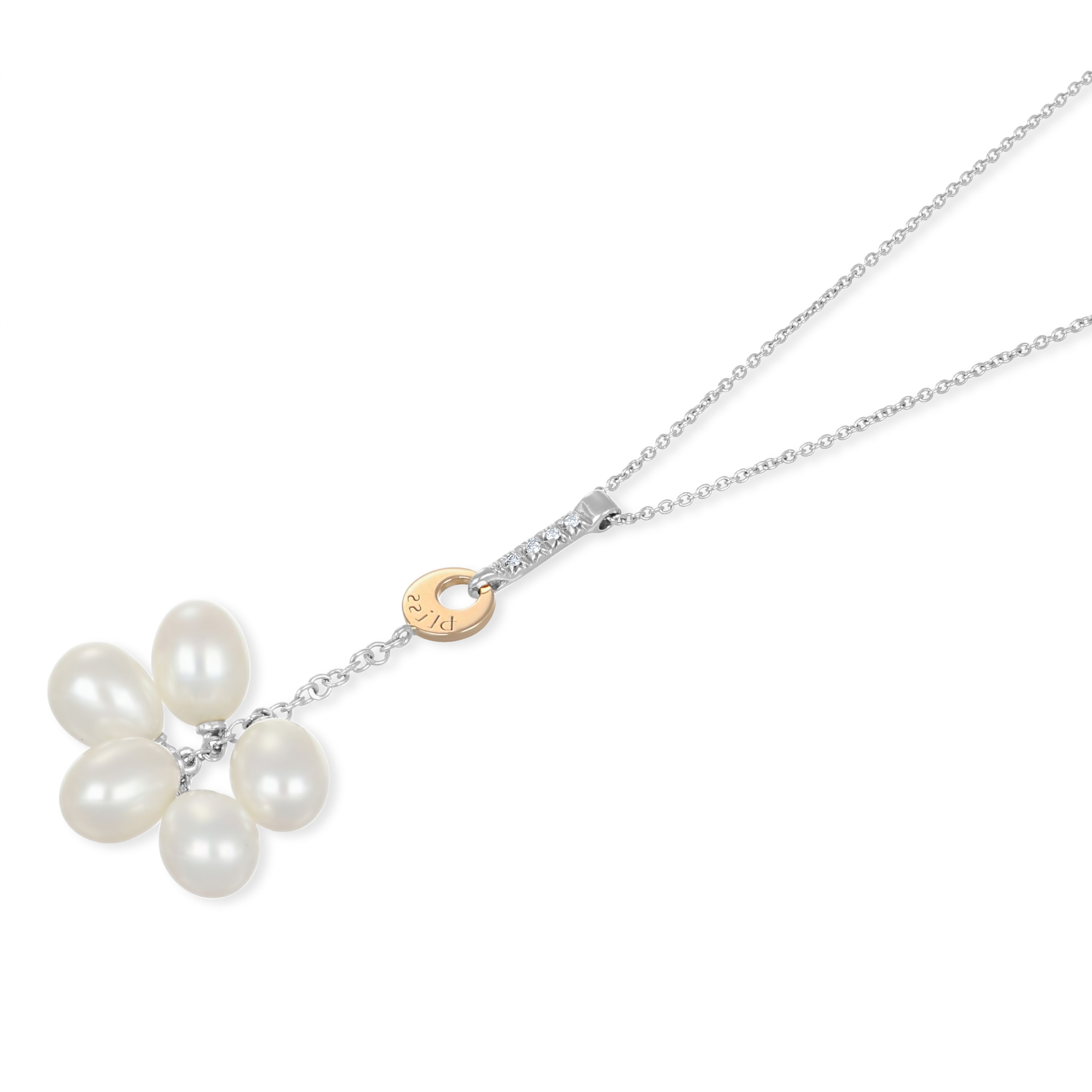 Collana con pendente - Oro bianco 18 kt., Oro giallo - 0,08 ct. tw. Diamante (Naturale)