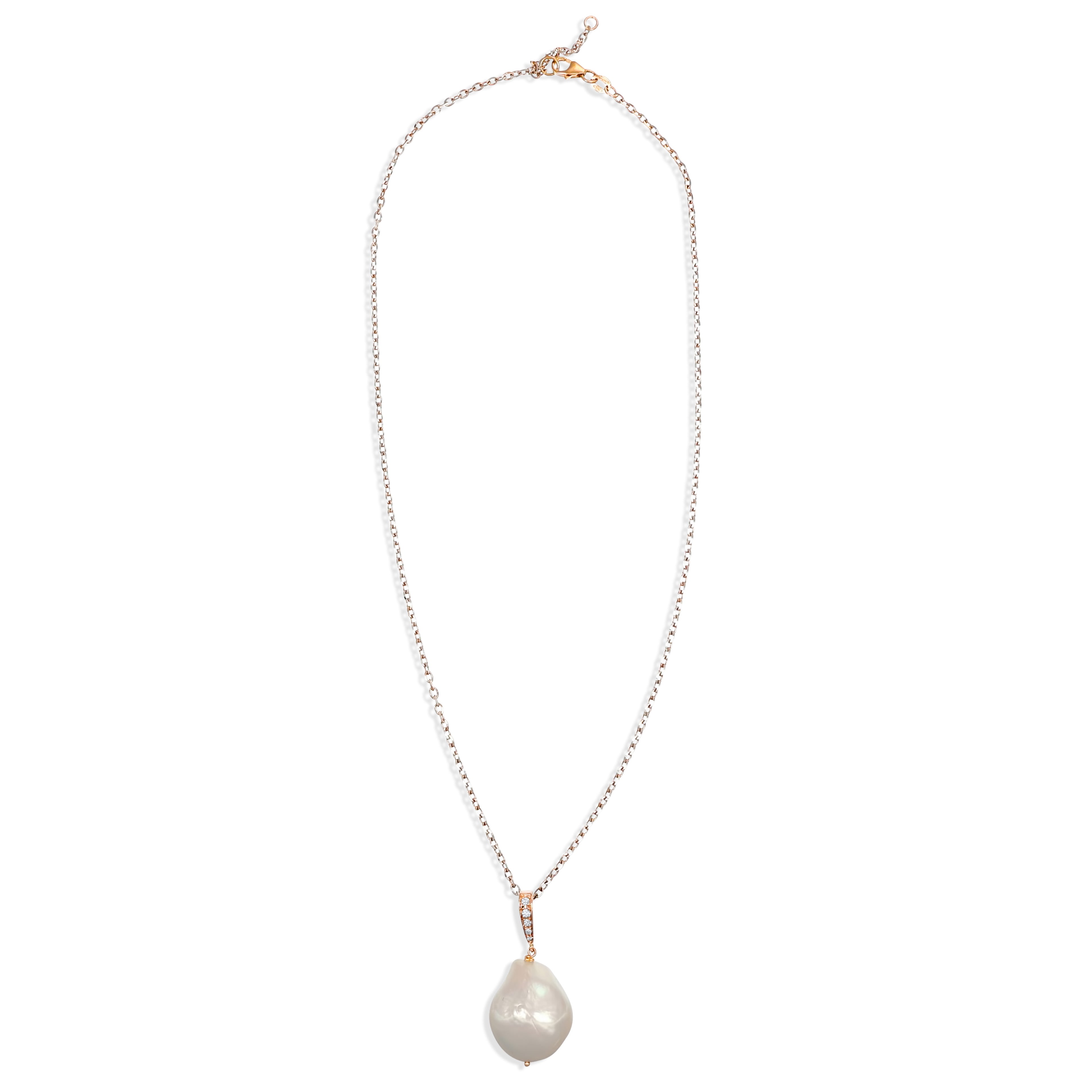 Collana con pendente - Oro bianco 18 kt. Diamante (Naturale)