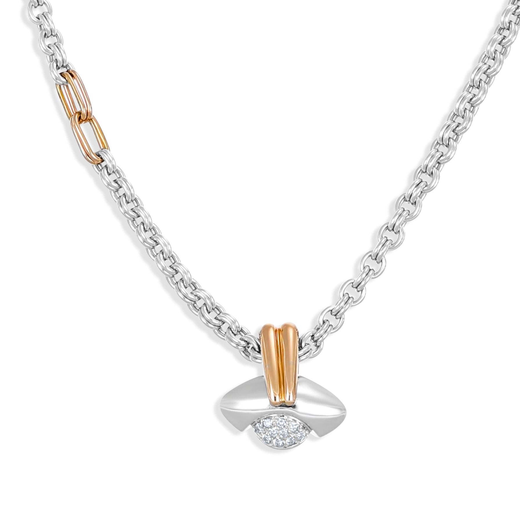 Collana con Ciondolo in Oro rosa, Oro bianco 18 carati con Diamanti 0.30 Ct