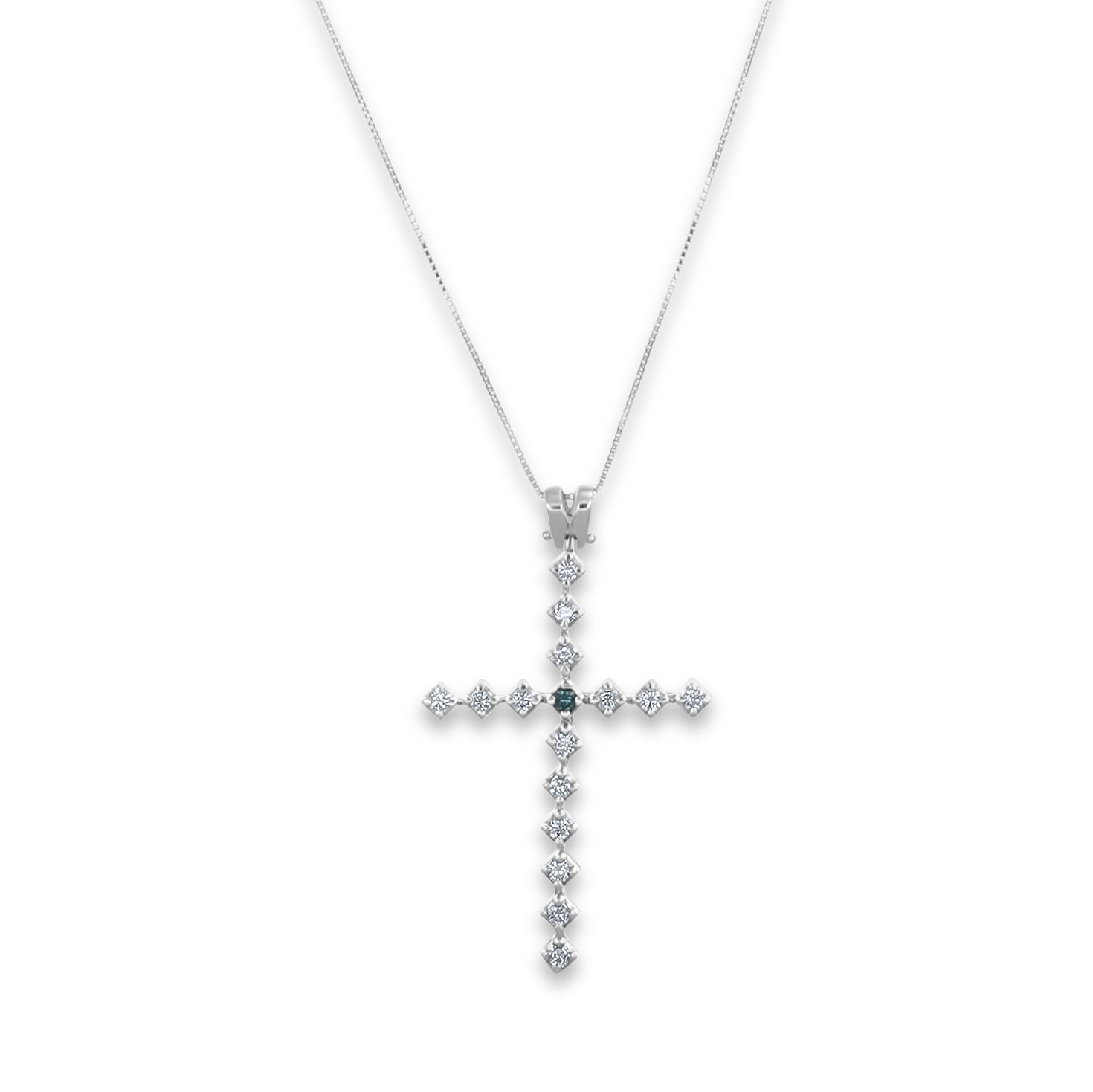 Collana con ciondolo - 18 carati Oro bianco - 0.63ct. tw. Zaffiro - Diamante