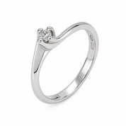 Anello - 9 kt Oro bianco - 0.03ct. tw. Diamante (Naturale) - Made in Italy - Handmade
