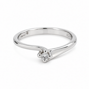 Anello - 9 kt Oro bianco - 0.03ct. tw. Diamante (Naturale) - Made in Italy - Handmade
