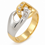 Anello - 18 carati Oro bianco, Oro giallo - 0.06ct. tw. Diamante (Naturale)