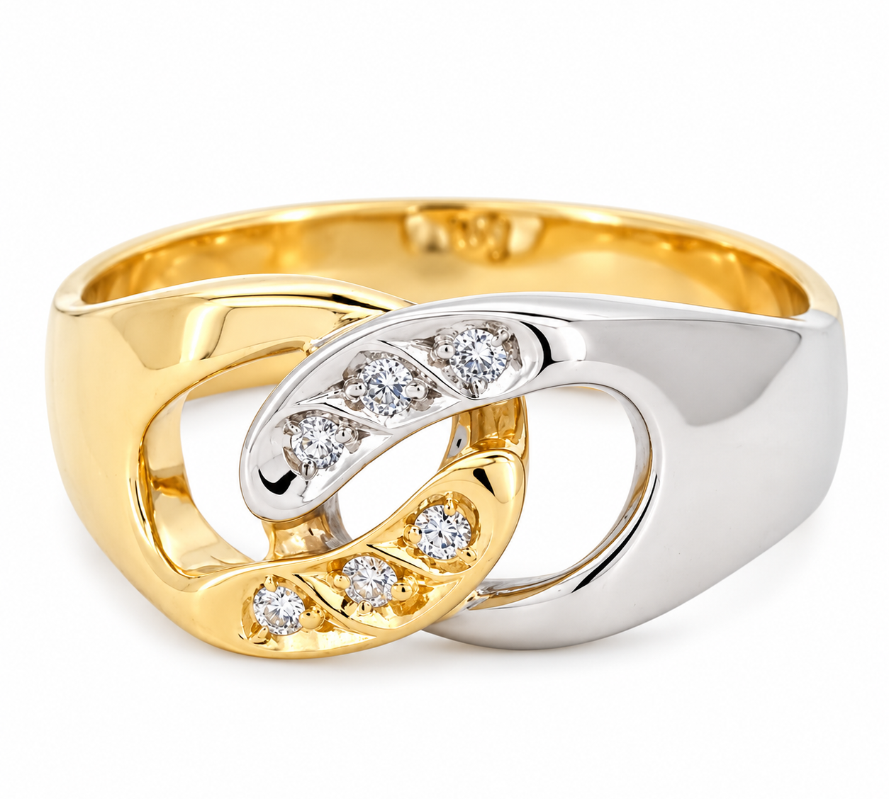 Anello - 18 carati Oro bianco, Oro giallo - 0.06ct. tw. Diamante (Naturale)