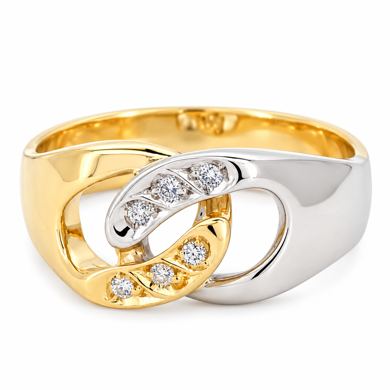 Anello - 18 carati Oro bianco, Oro giallo - 0.06ct. tw. Diamante (Naturale)
