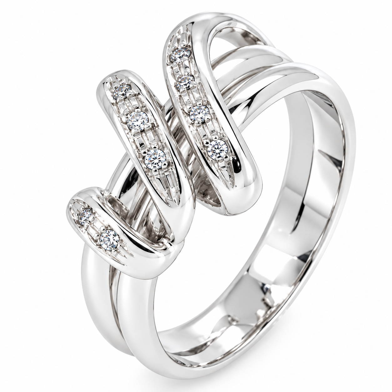 Anello - 18 carati Oro bianco - 0.09ct. tw. Diamante (Naturale) - Made in Italy - Handmade