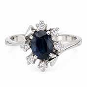 Anello - 18 carati Oro bianco - 1.00ct. tw. Zaffiro - Diamante - Made in Italy - Handmade