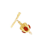 18 carati Oro giallo - Spilla - Coralli rossi del mediterraneo 5.40 x 7.65 mm
