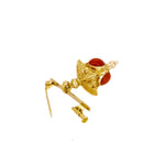 18 carati Oro giallo - Spilla - Coralli rossi del mediterraneo 5.40 x 7.65 mm