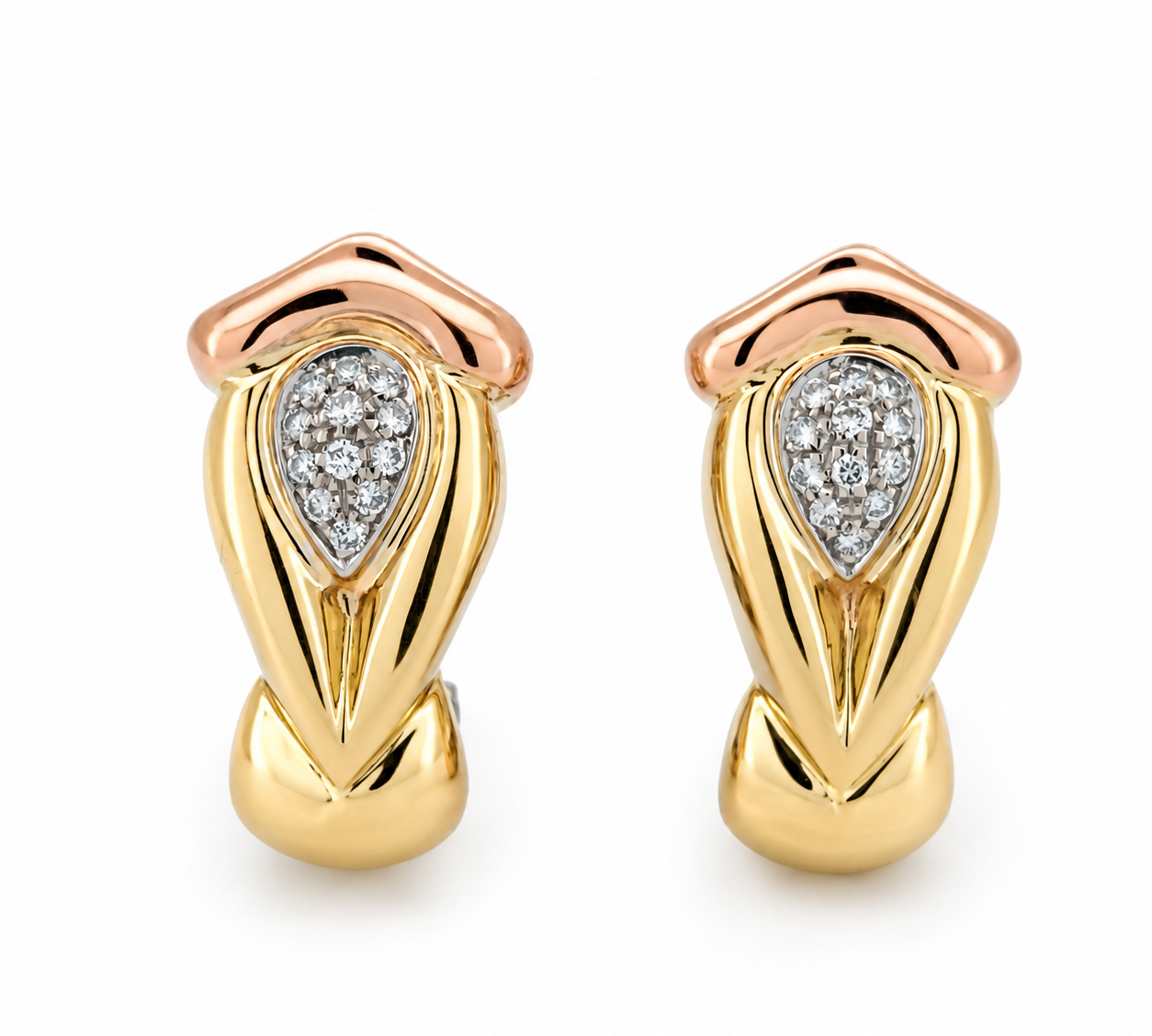 Orecchini - 18 carati Oro bianco, Oro giallo, Oro rosa - 0.24ct. tw. Diamante (Naturale) - Made in Italy - Handmade