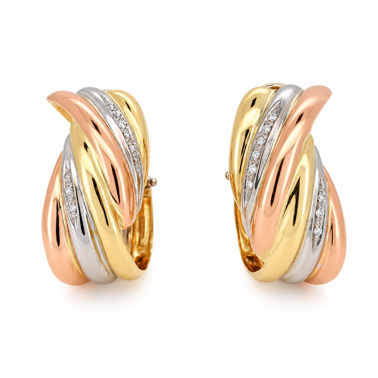 Orecchini - Oro giallo, oro bianco e oro rosa 18 carati