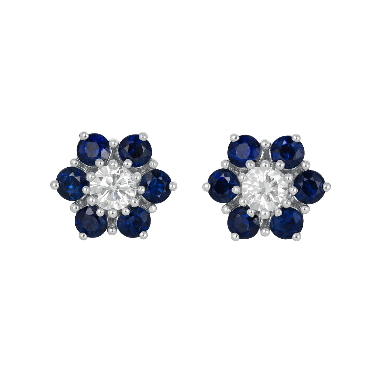 Orecchini - 18 carati Oro bianco - 2.80ct. tw. Zaffiro - Diamante