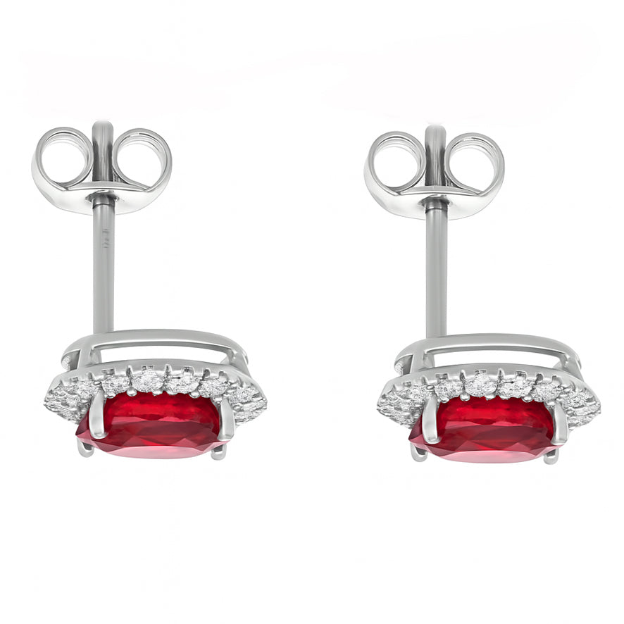 Orecchini - 18 carati Oro bianco - 2.51ct. tw. Rubino - Diamante