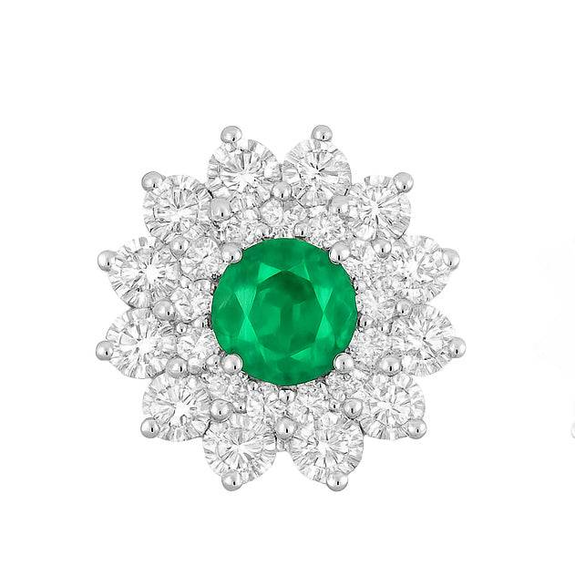 Orecchini - 18 carati Oro bianco - 1.65ct. tw. Smeraldo - Diamante