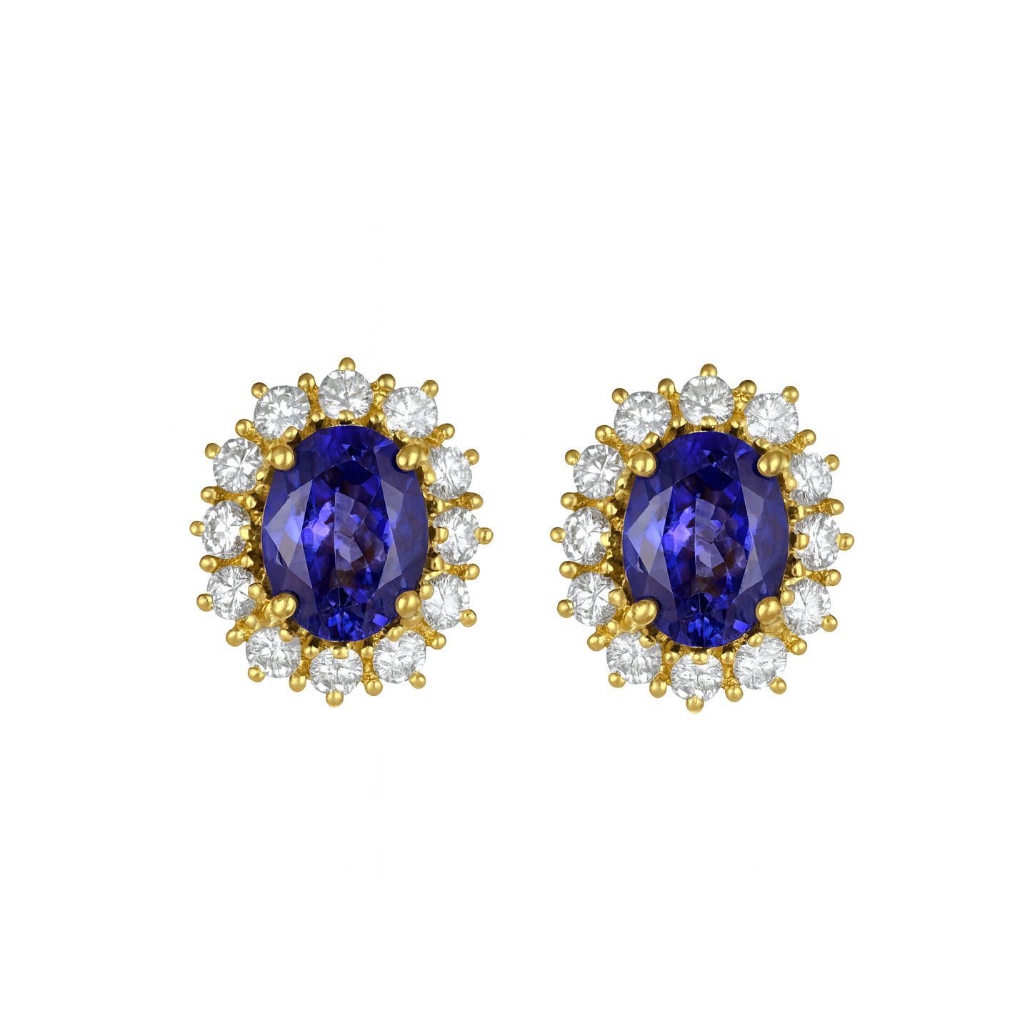Orecchini - 18 carati Oro giallo - 3.44ct. tw. Tanzanite - Diamante