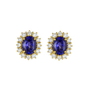 Orecchini - 18 carati Oro giallo - 3.44ct. tw. Tanzanite - Diamante