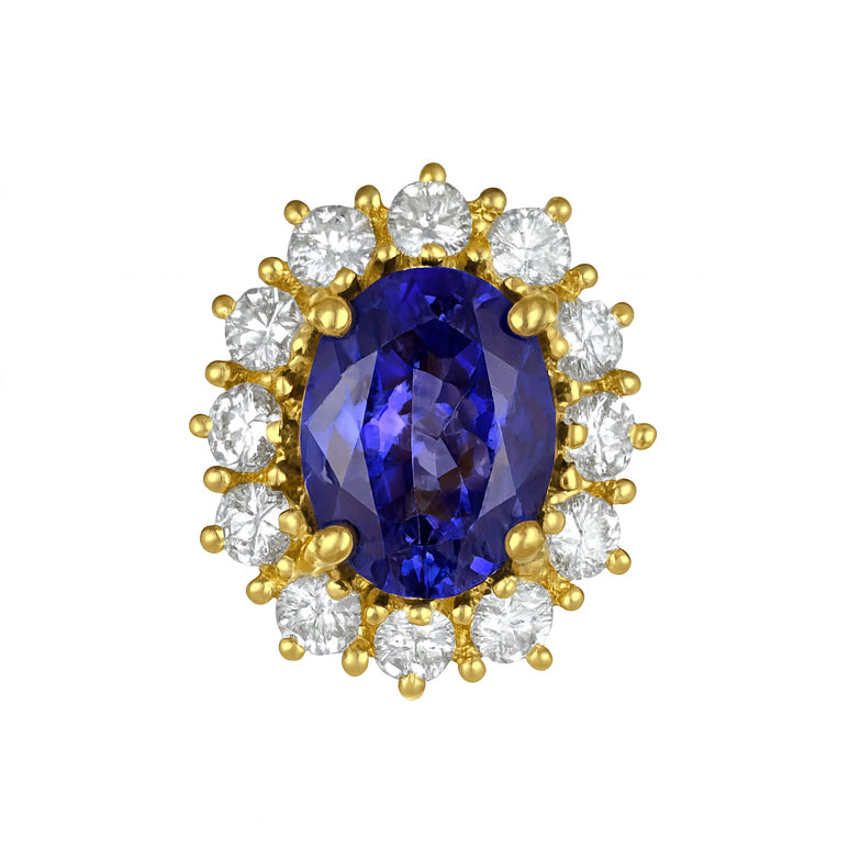 Orecchini - 18 carati Oro giallo - 3.44ct. tw. Tanzanite - Diamante
