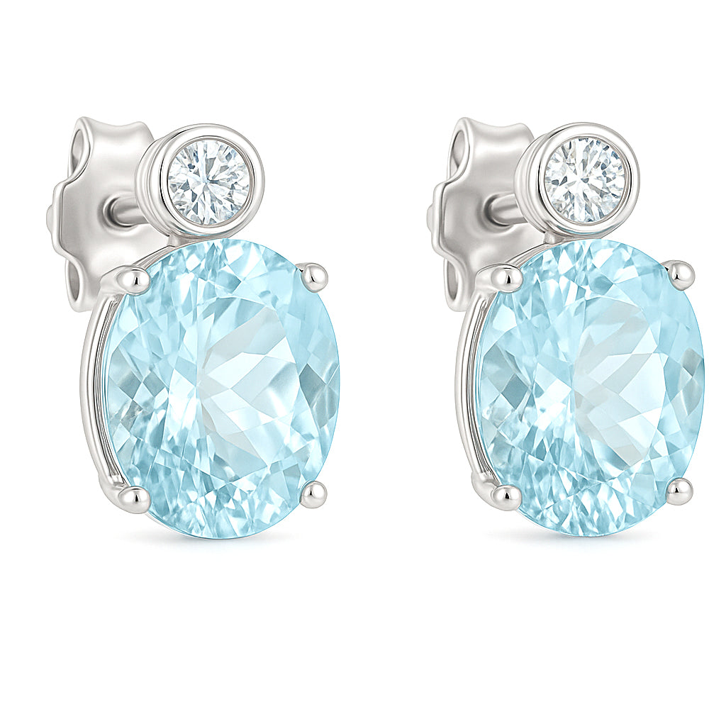 Orecchini - 18 carati Oro bianco - 4.80ct. tw. Acquamarina - Diamante