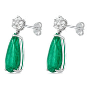 Orecchini - 18 carati Oro bianco - 6.40ct. tw. Smeraldo - Diamante