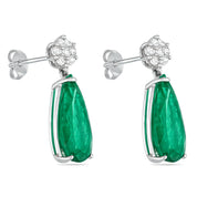 Orecchini - 18 carati Oro bianco - 6.40ct. tw. Smeraldo - Diamante