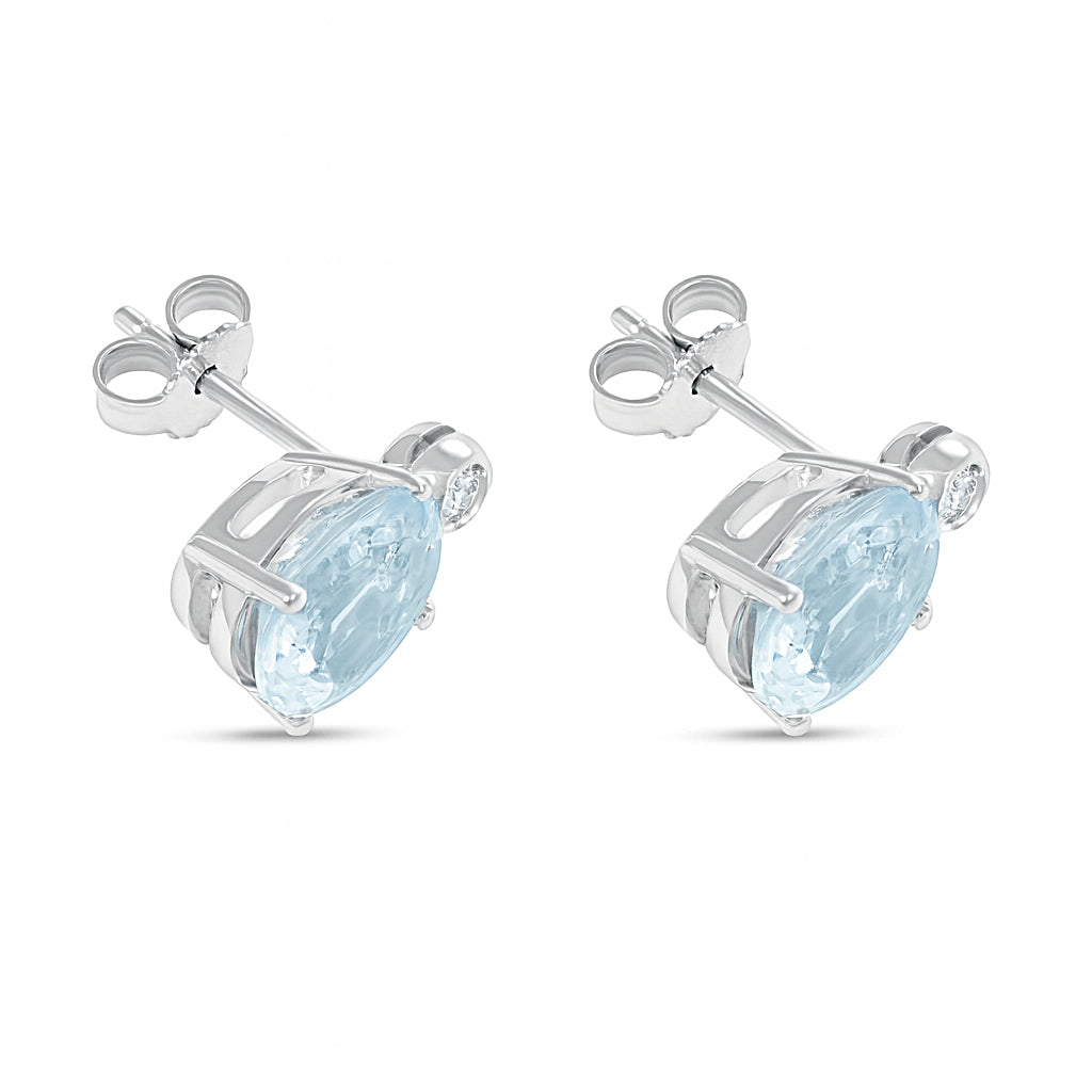 Orecchini - 18 carati Oro bianco - 4.80ct. tw. Acquamarina - Diamante