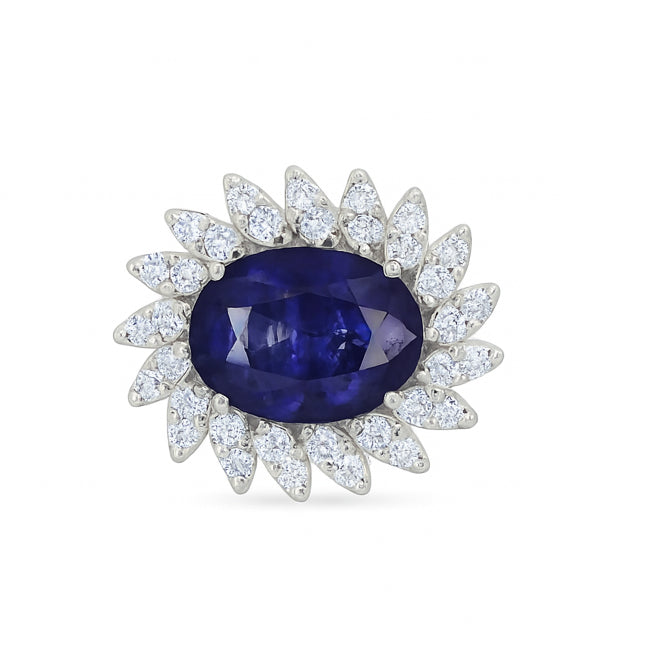 Orecchini - 18 carati Oro bianco - 3.98ct. tw. Zaffiro - Diamante