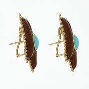 Orecchini - 18 carati Oro giallo - 5.50ct. tw. Turchese