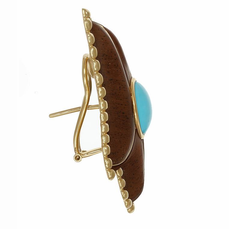 Orecchini - 18 carati Oro giallo - 5.50ct. tw. Turchese