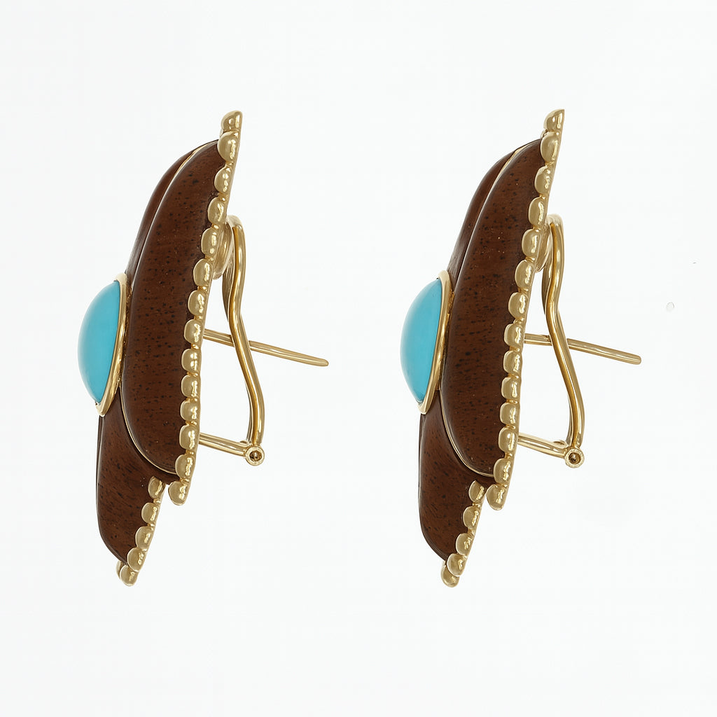 Orecchini - 18 carati Oro giallo - 5.50ct. tw. Turchese