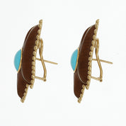 Orecchini - 18 carati Oro giallo - 5.50ct. tw. Turchese