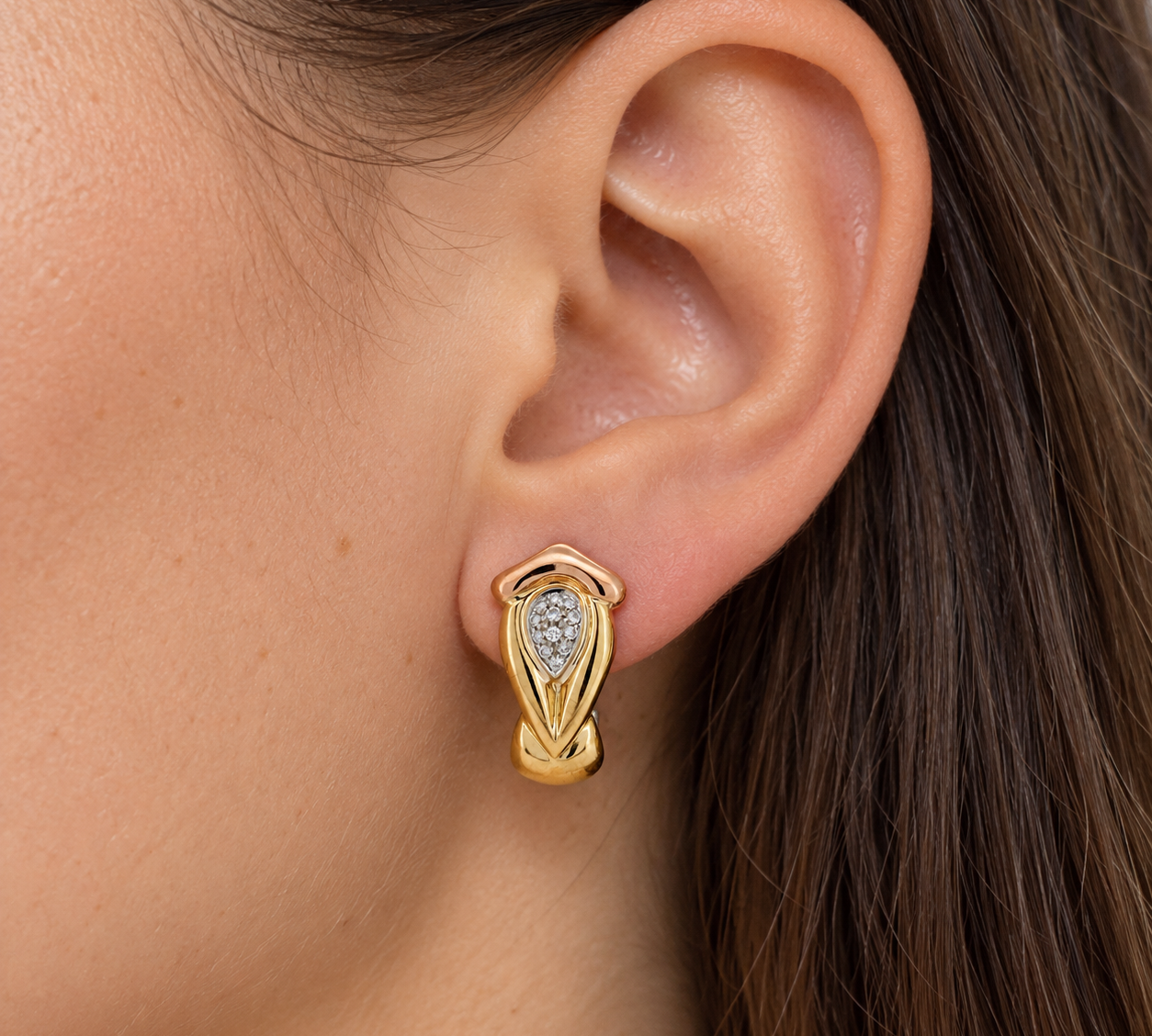 Orecchini - 18 carati Oro bianco, Oro giallo, Oro rosa - 0.24ct. tw. Diamante (Naturale) - Made in Italy - Handmade
