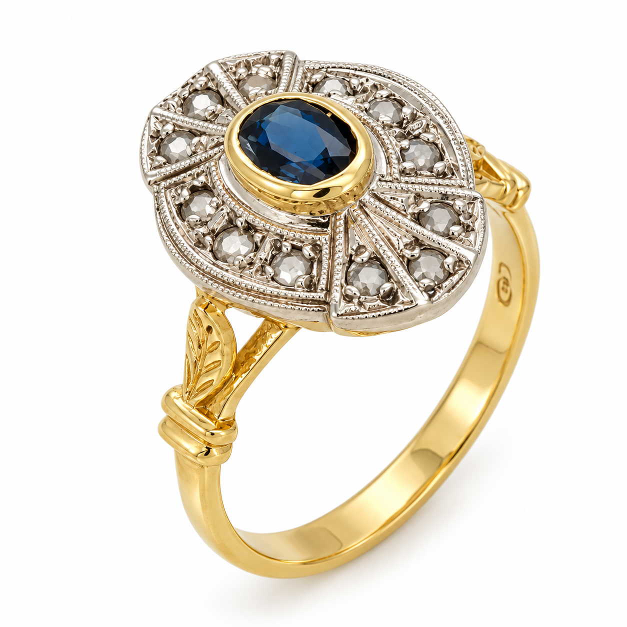 Anello - 18 carati Oro bianco, Oro giallo - 0.50ct. tw. Zaffiro - Diamante - Made in Italy - Handmade