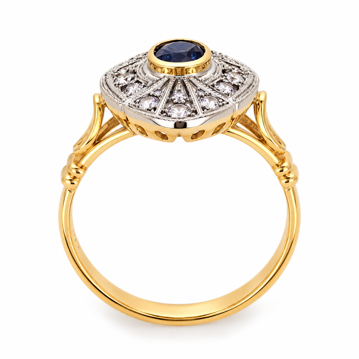Anello - 18 carati Oro bianco, Oro giallo - 0.50ct. tw. Zaffiro - Diamante - Made in Italy - Handmade