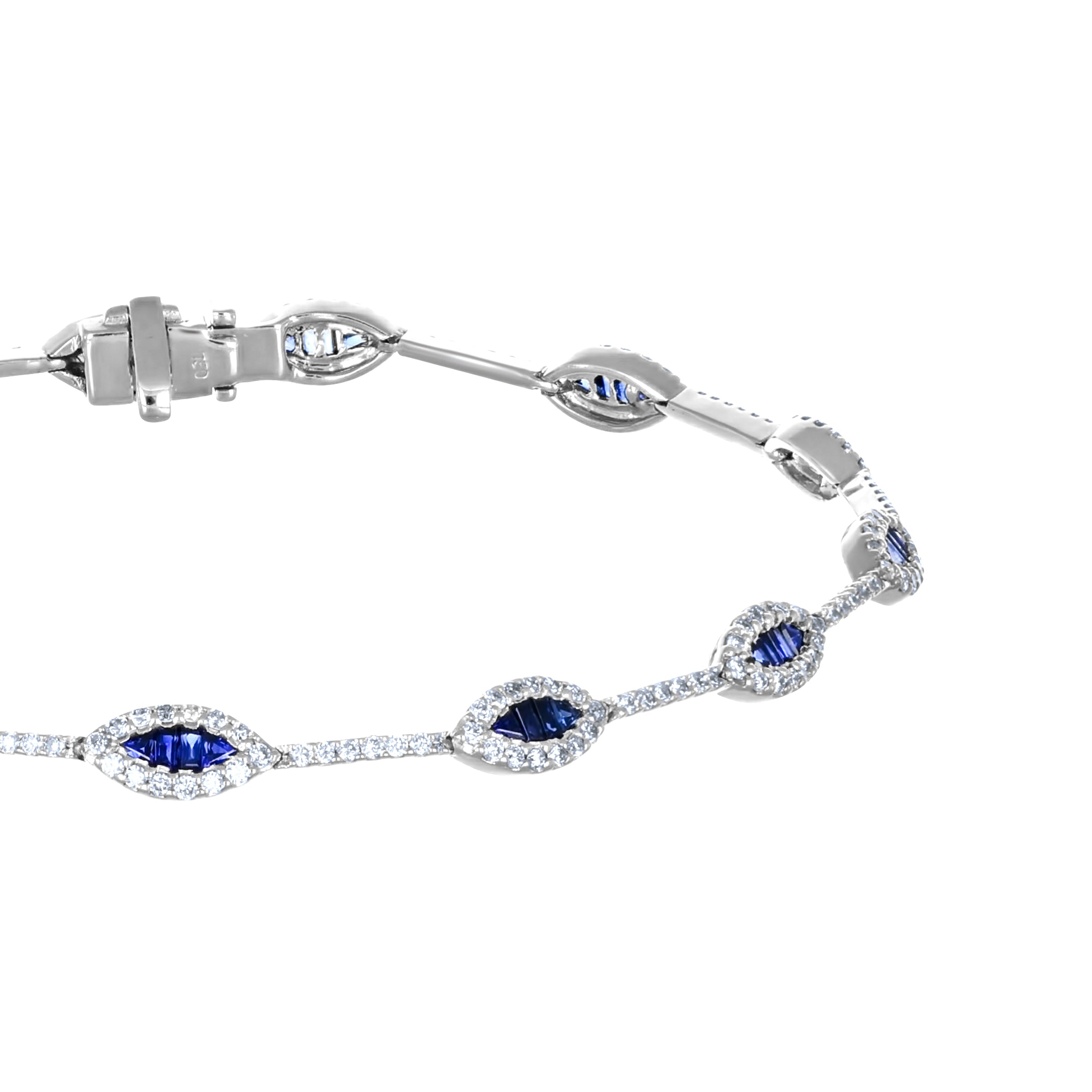 Bracciale - 18 carati Oro bianco - 2.04ct. tw. Zaffiro - Diamante