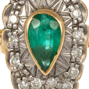 14 carati  Oro giallo, Argento 925- Anello - 1.10 ct Smeraldo - Ct 0.55 Diamanti